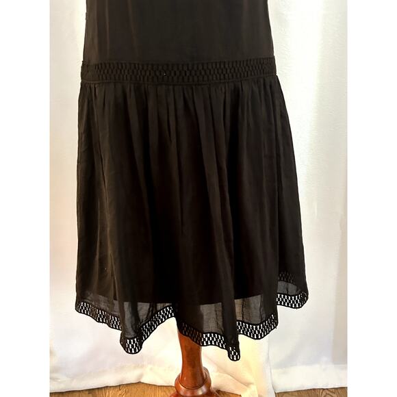 Ann Taylor Drop Waist Midi Dress Black Eyelet Silk Gatsby Dress Sz 4 - Picture 3 of 14